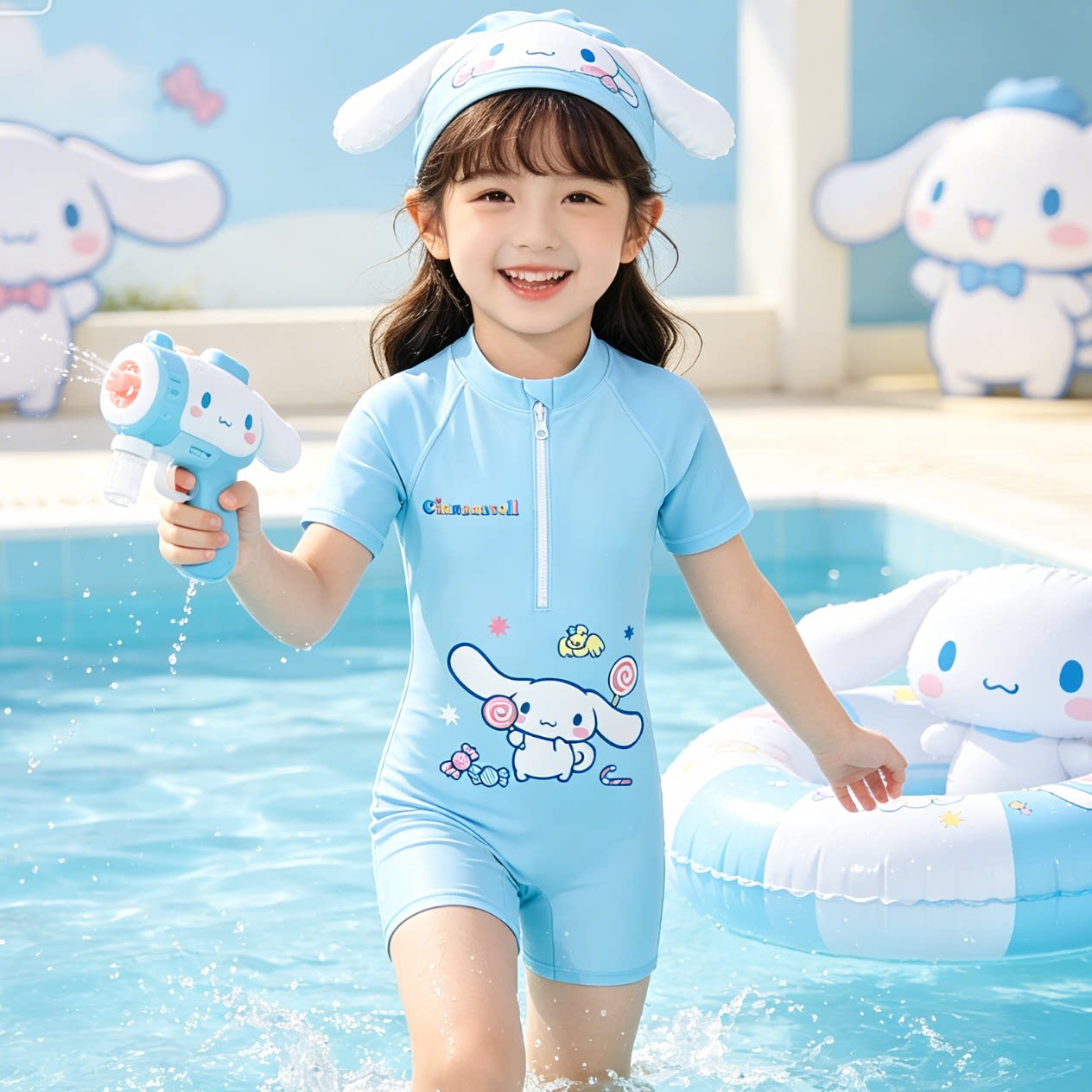 玉桂狗儿童泳衣女童中大童2026夏新款女孩防晒速干连体游泳装专业