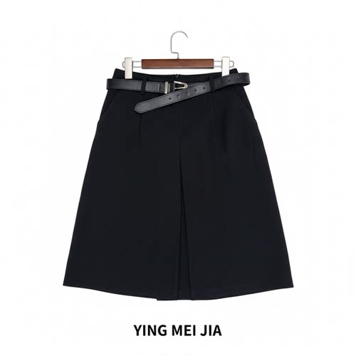 DY3402樱美嘉秋冬气质开叉时尚百搭不规则高腰半身裙