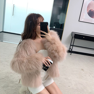 2023秋冬新款仿狐狸毛短款外套女网红貉子毛编织皮草毛毛大衣年轻