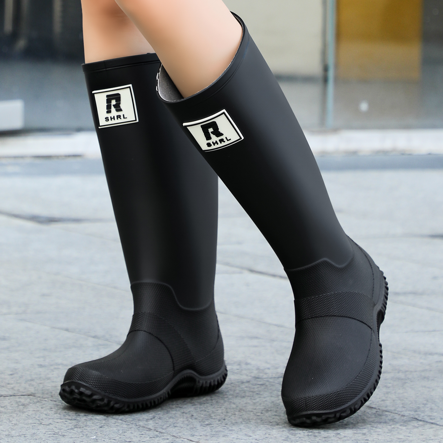 日式雨靴男女时尚户外男士水鞋长筒胶鞋钓鱼洗车防水防滑情侣雨鞋