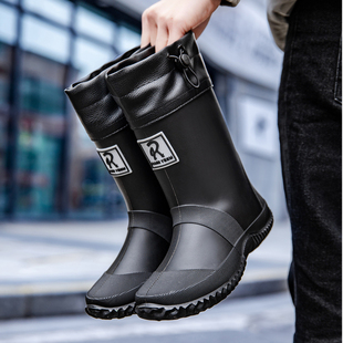 特大码雨靴男48大号47加肥水鞋49 50高筒胶鞋套加绒中筒男士雨鞋