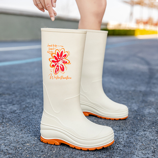 高筒雨鞋水鞋女士雨林徒步雨靴加绒成人外穿防水户外水靴防滑耐磨