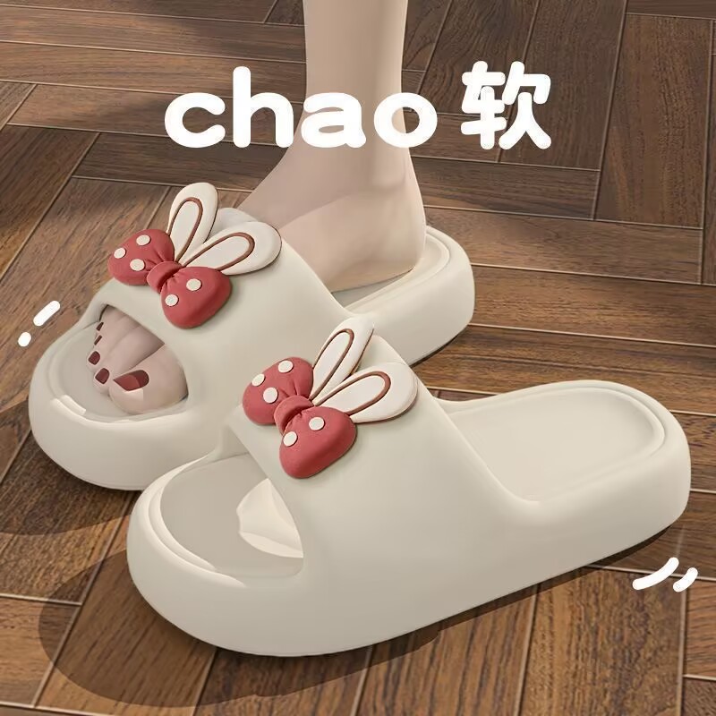 2025夏季新款时尚厚底拖鞋女外穿防滑网红蝴蝶结松糕底增高女凉鞋