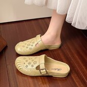 时尚 气质单鞋 新中式 女夏外穿2025新款 增高小众镂空凉拖 包头半拖鞋