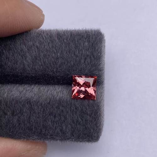 实验室合成蓝宝石 帕帕拉恰日落红公主方戒指戒面裸石高品质精切