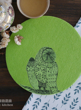 草绿色 居家毛毡餐杯垫 茶杯垫 碗垫 锅垫 吸水隔热 满20元包邮