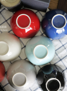 陶瓷碗 仿搪瓷zakka风 马卡龙色釉下彩 日式饭碗汤碗450ml2个包邮