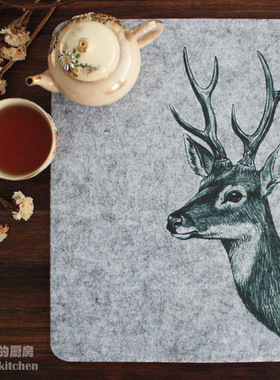 北欧童话 灰色毛毡餐杯垫锅垫吸水隔热 匠人手工茶垫 满20元包邮