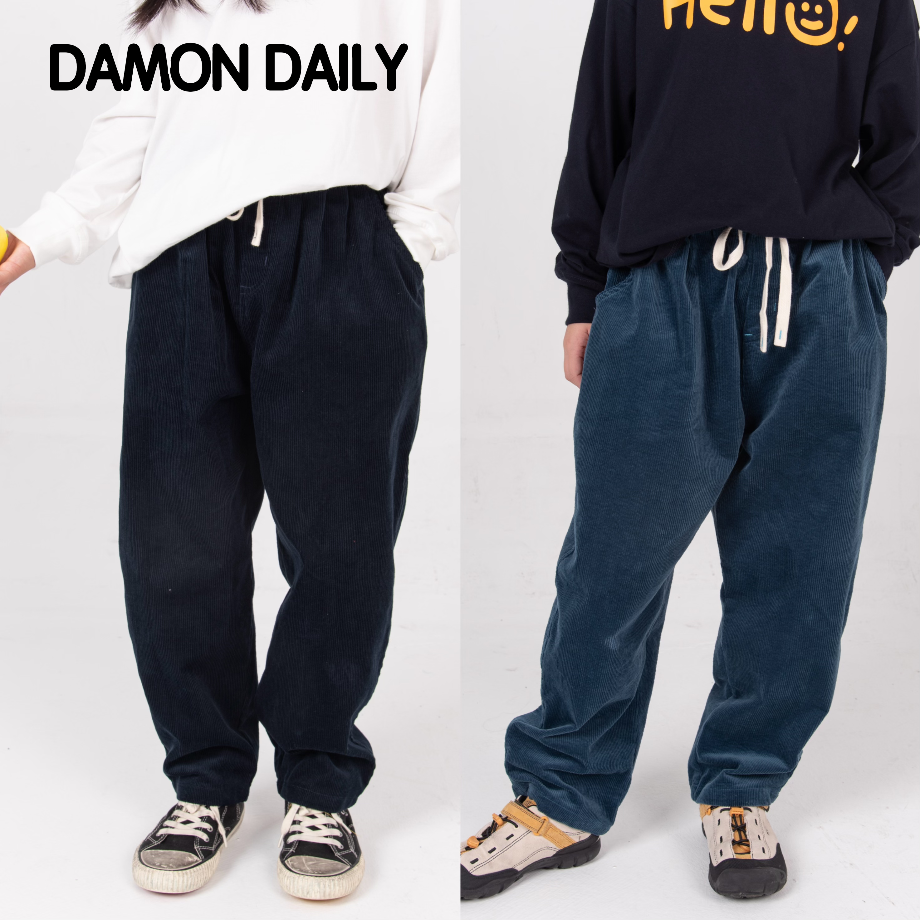 儿童灯芯绒裤子小绣标纯棉长裤