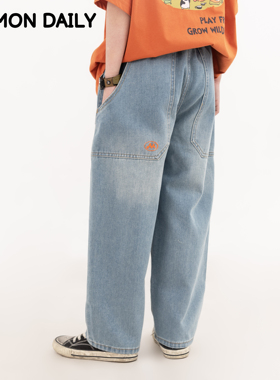 【Damon2/5日 10:00上新】26春款洗水蓝牛仔裤儿童百搭刺绣阔腿裤