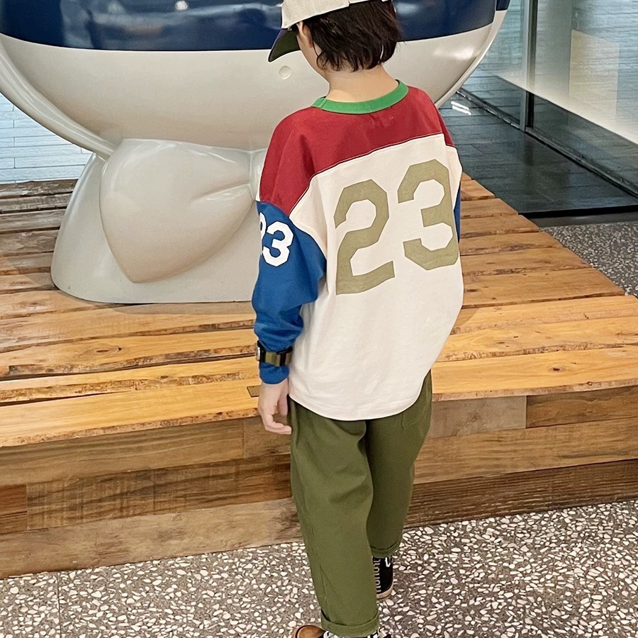 男童春夏潮酷帅气23数字纯棉长袖
