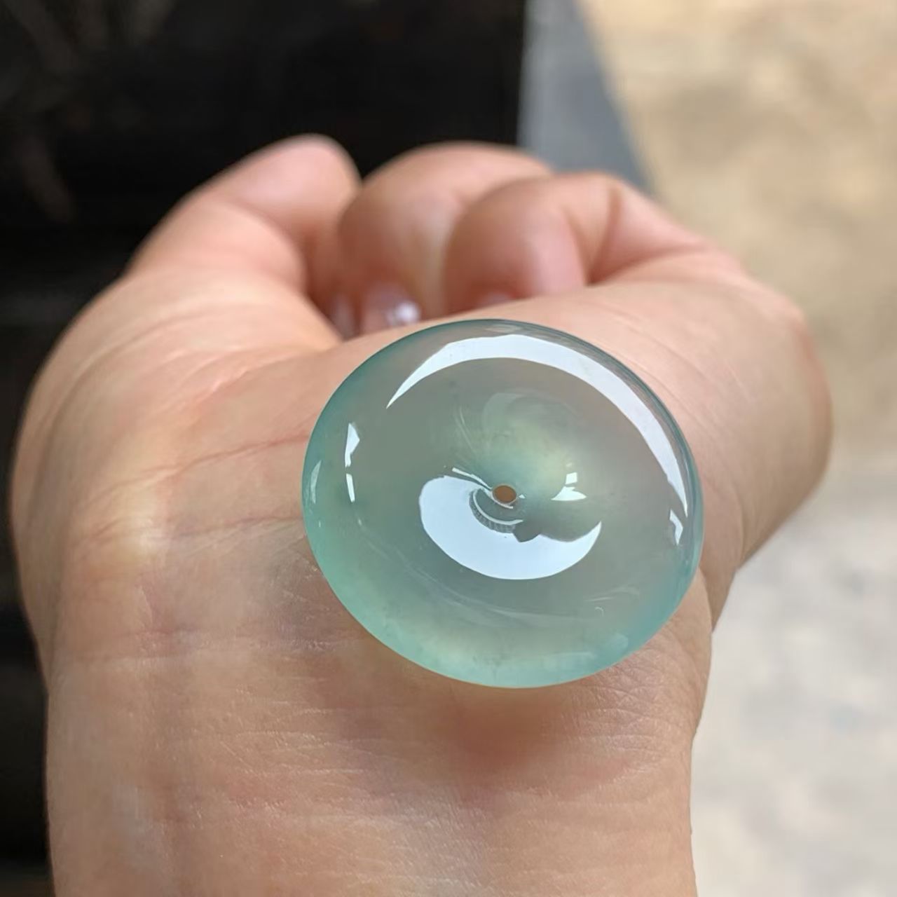 缅甸天然A货高冰晴水翡翠平安扣吊坠冰种厚装怀古玉扣男女款