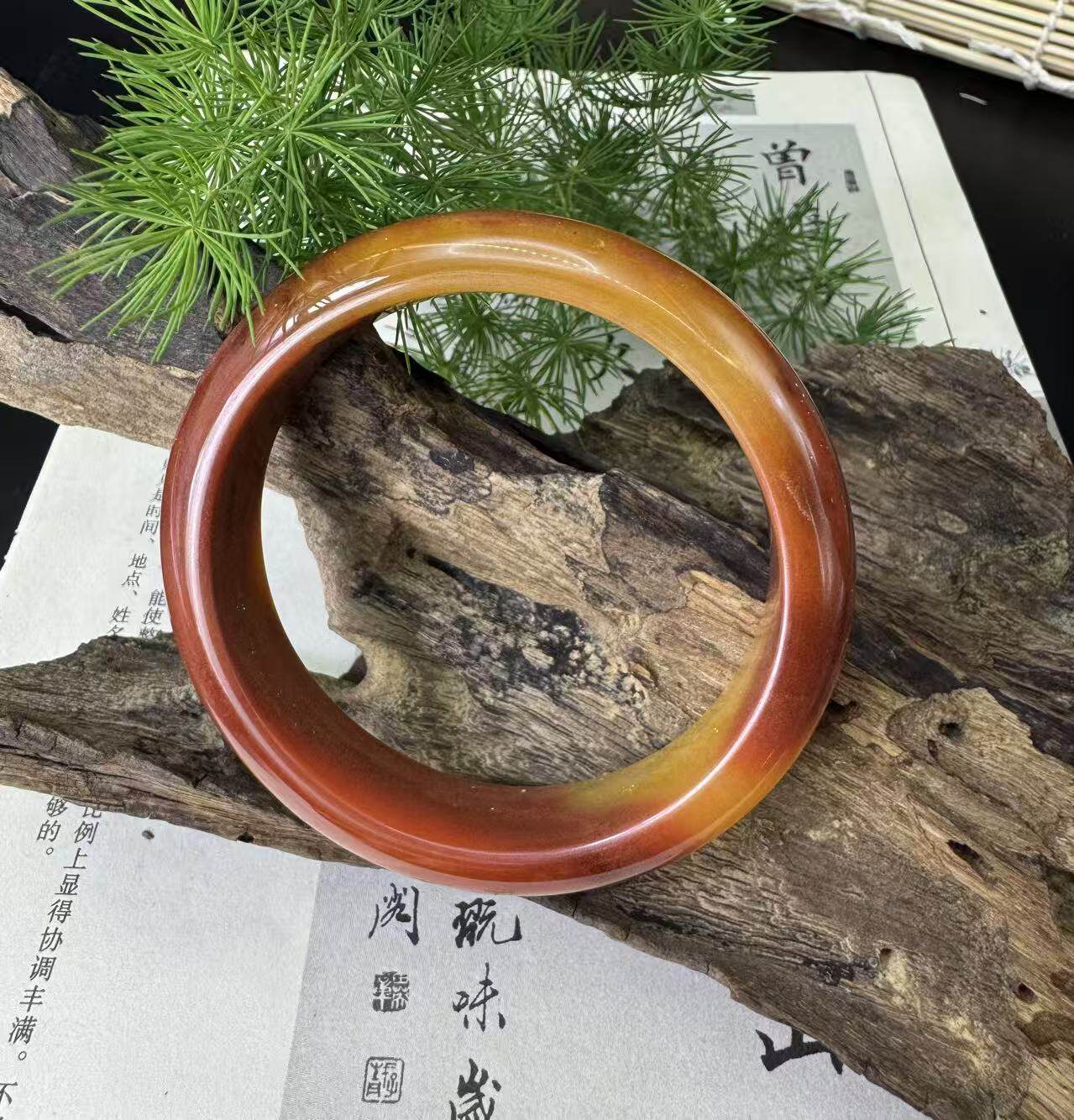 天然黄龙玉手镯鸡油黄红双色半山半水玉镯龙陵A货正品玉石镯子