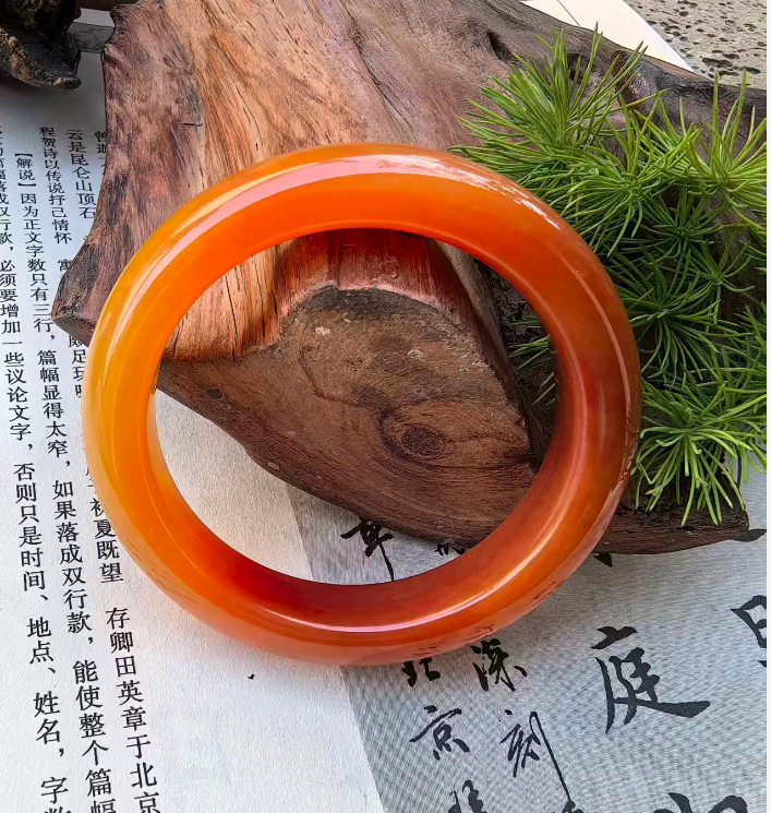 天然云南黄龙玉鸡血红手镯正圈平安镯冰润橙红收藏级玉石手镯