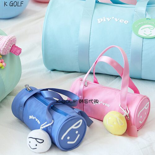 PIVVEE韩国正品代购高尔夫球包24年女夏徽标迷你行李手提圆桶包