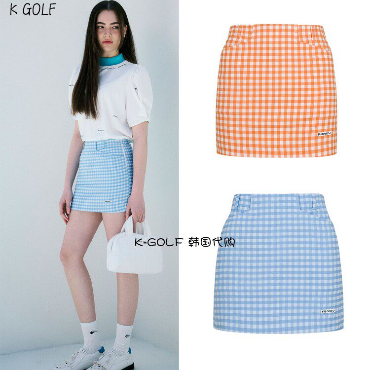KANDINI韩国正品代购高尔夫球服25年女夏时尚个性半身裙格纹短裙