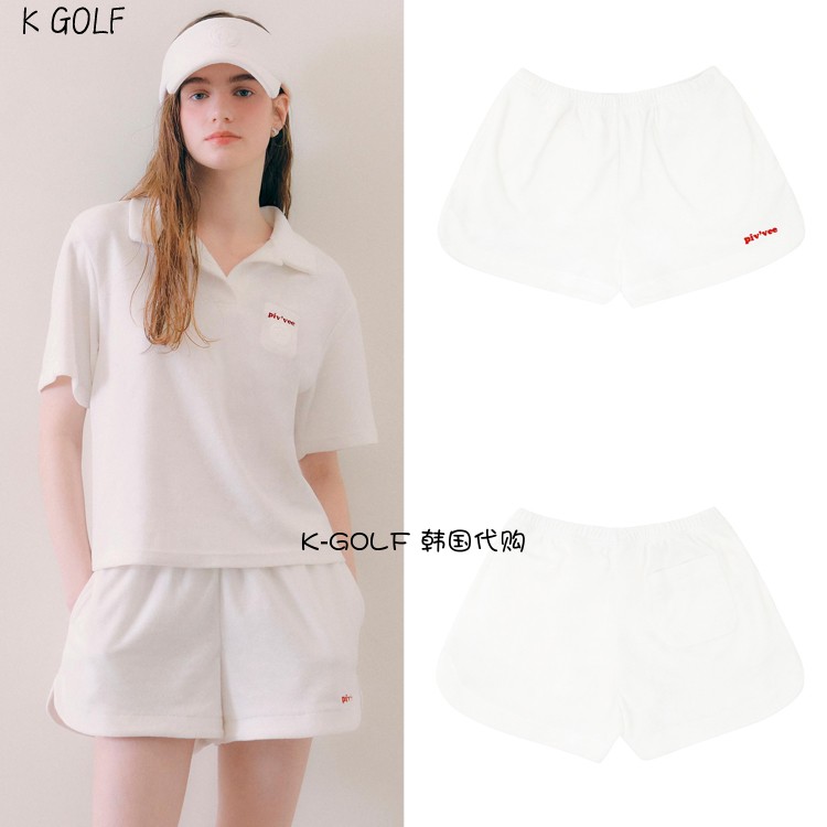 PIVVEE韩国正品代购高尔夫球服24年女夏运动毛圈柔软吸汗腰带短裤