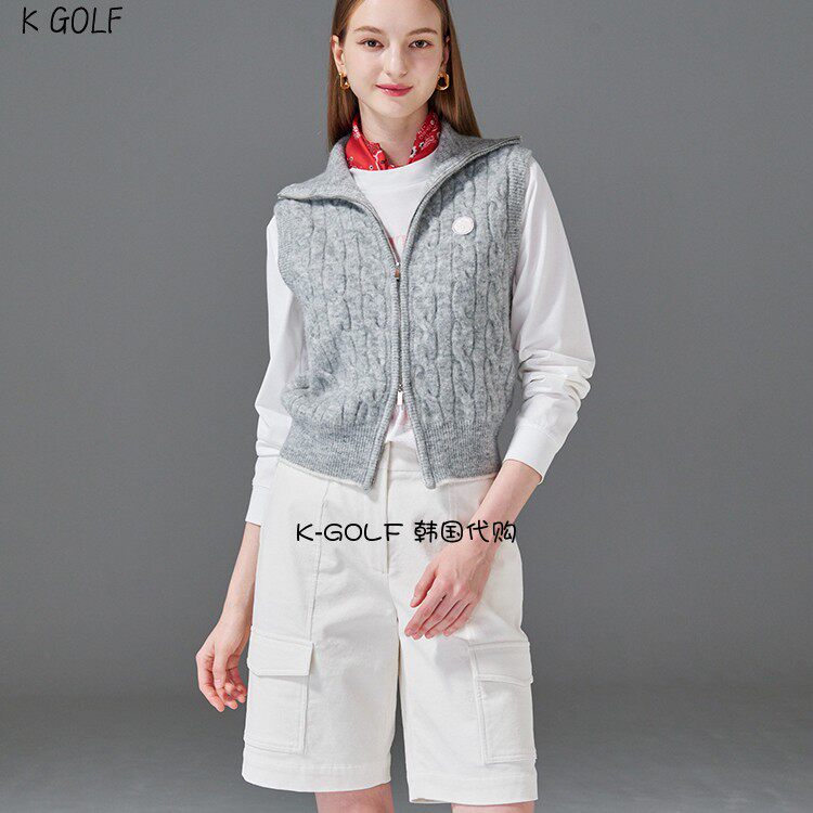 过季折扣KLIMGOLF韩国正品代购高尔夫球服女冬毛揽绳保暖拉链背心
