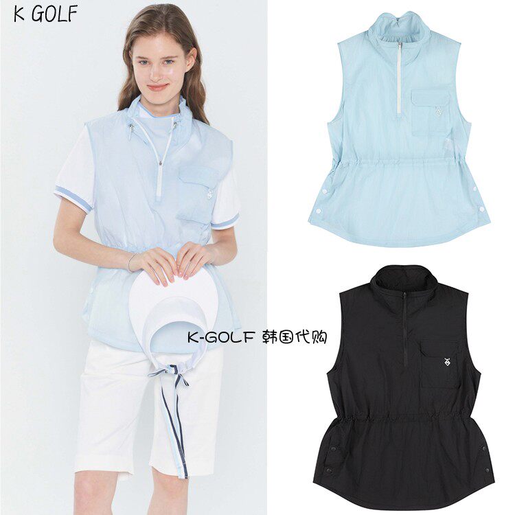 韩国代购MONDAY FLOW高尔夫球服23年女夏轻质松紧拉链无袖款风衣