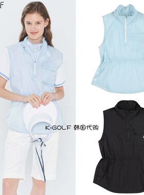 韩国代购MONDAY FLOW高尔夫球服23年女夏轻质松紧拉链无袖款风衣