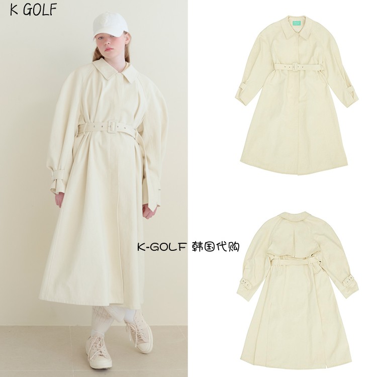 PIVVEE韩国正品代购高尔夫球服23年女春秋纯棉斜纹休闲风衣连衣裙