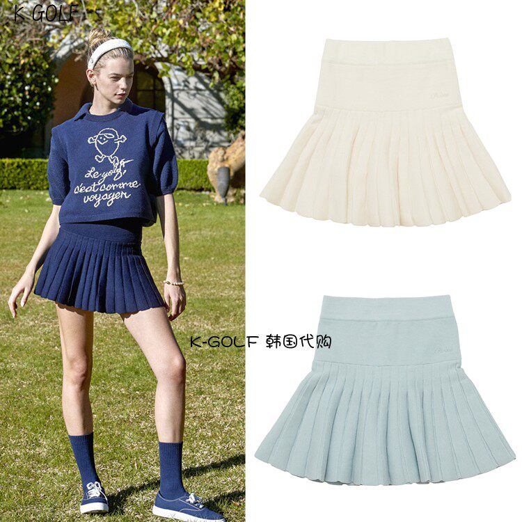 PIVVEE韩国正品代购高尔夫球服23年女春秋季刺绣针织松紧高腰短裤