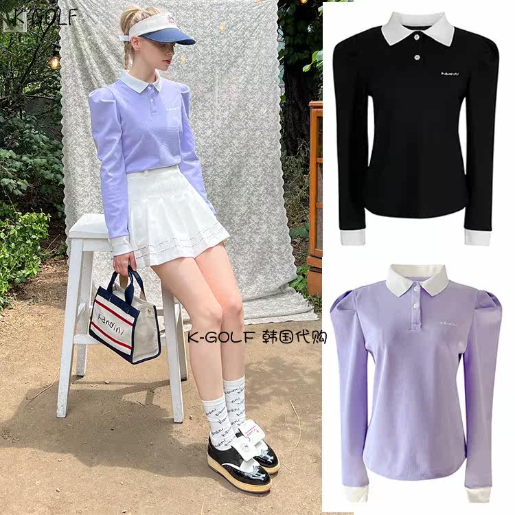 韩国代购KANDINI高尔夫球服23年女春翻领泡泡长袖运动golf上衣,运动/瑜伽/健身/球迷用品,高尔夫上装,淘宝优惠券,粉丝福利购,淘宝优惠卷