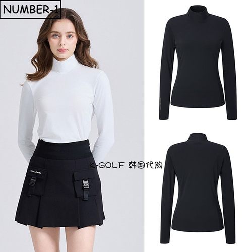 韩国代购challenger高尔夫球服25年女秋冬纯色小高领长袖针织上衣