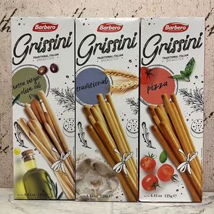 临期特卖 意大利进口巴贝罗披萨味经典原味橄榄油面包条125g盒装