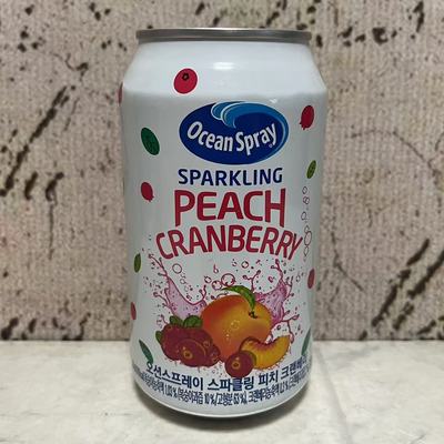 临期特卖 韩国进口优鲜沛蔓越莓蜜桃汽水345ml 碳酸饮料 休闲饮品