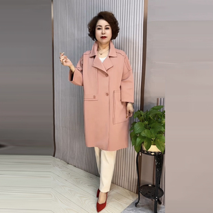 时尚200斤胖MM风衣2026春装新款遮肉显瘦空气棉中长款中袖外套女