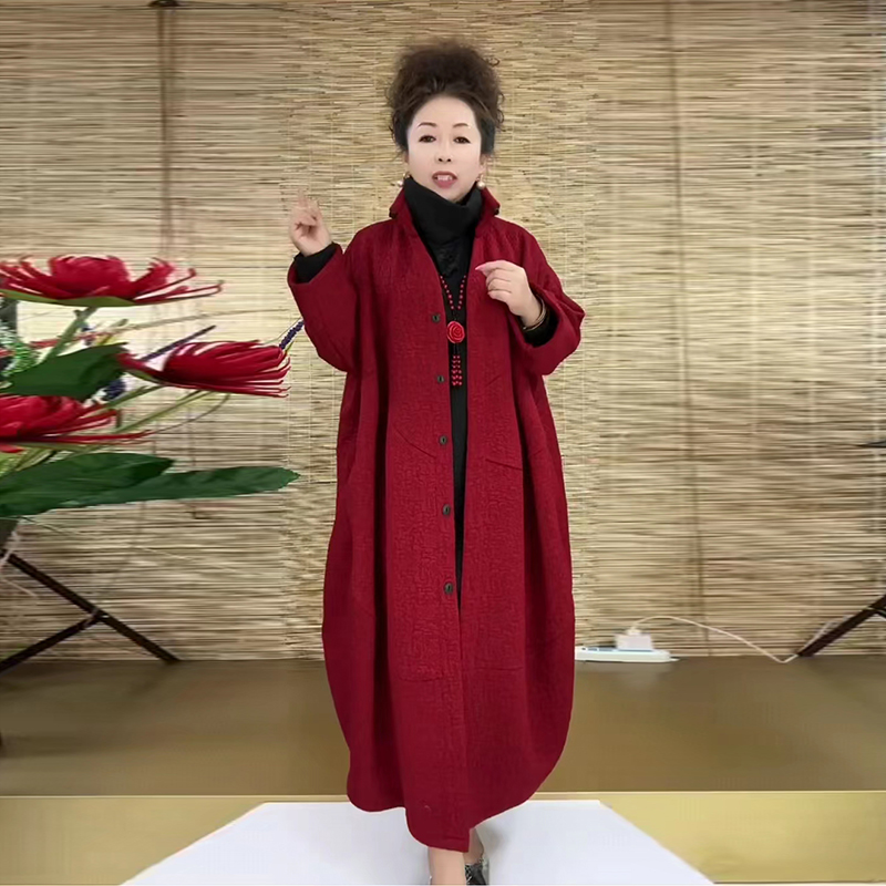 外套加肥加大韩版长款提花风衣