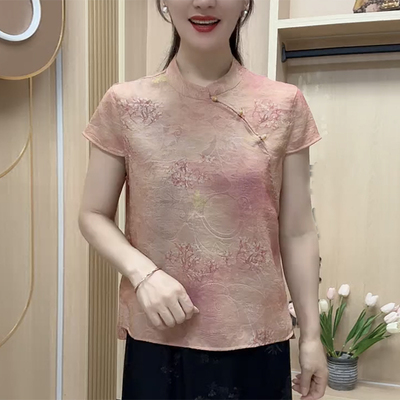 返潮国风妈妈薄款中式旗袍上衣女