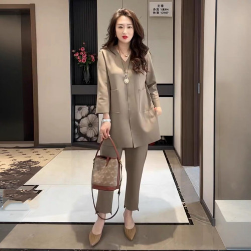时尚妈妈休闲两件套大码春秋套装