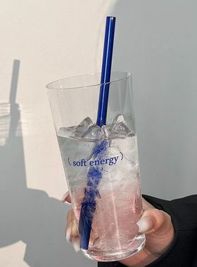 原创蓝色字母超薄杯酒吧柯林杯莫吉托鸡尾酒杯餐厅冷饮杯家用水杯