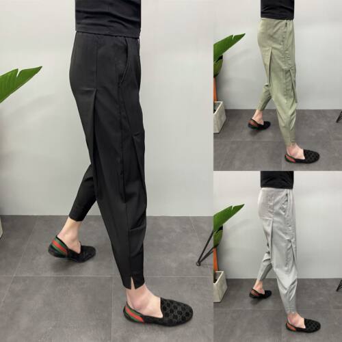 夏季薄款冰丝裤子九分纯色净版潮