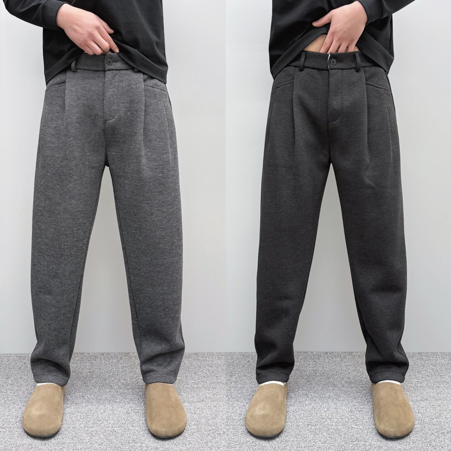 秋冬高级感毛呢裤子男休闲裤加厚小脚直筒长裤痞帅垂感锥形西裤潮