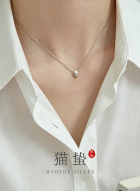 猫蛰S925纯银小银豆项链