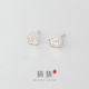 猫蛰S999足银猫爪小鱼耳钉超萌减龄甜美可爱纯银耳饰小清新学生党