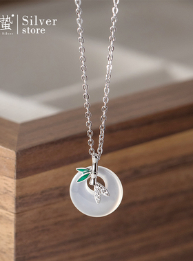 猫蛰S925纯银平安扣竹节项链