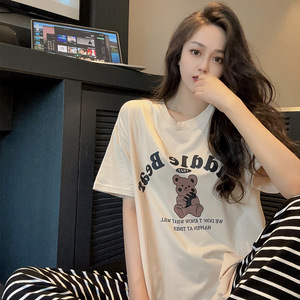 卡通睡衣夏季女款纯棉2023新款可爱短袖长裤家居服宽松套装可外穿