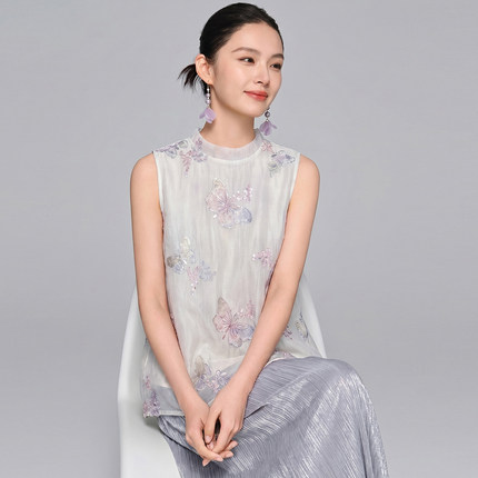 【蝶舞】国风新中式夏季晕染刺绣无袖上衣背心+阔腿裤时尚套装女
