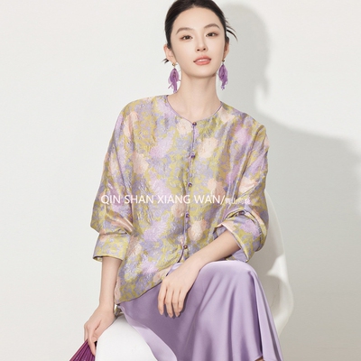 【花溪】春夏新款国风新中式提花薄款外套半裙两件时尚套装上衣女