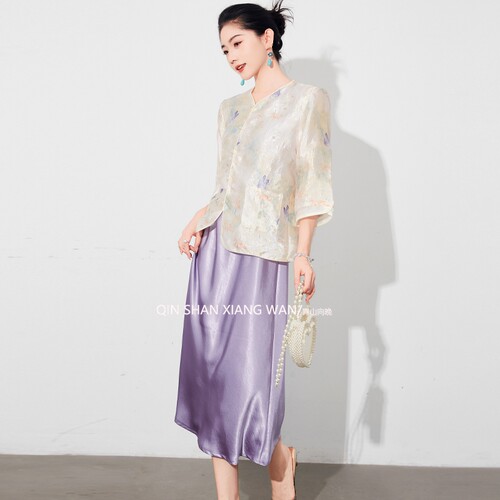 【花夕】夏季国风新中式绝美女装连衣裙防晒上衣开衫薄款透气宽松