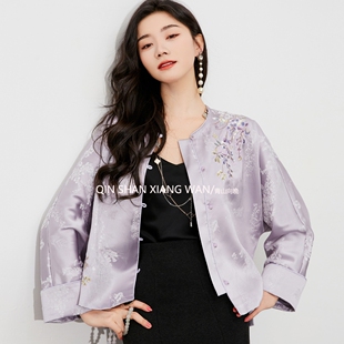 【渝枫】国风新中式上衣天丝提花刺绣宽松外套时尚洋气绝美减龄女