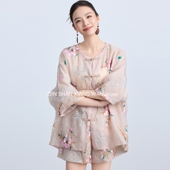 花醉 两件套装 夏季 重工刺绣上衣宽松遮肉短裤 女绝美 国风新中式