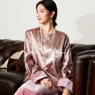 【花润】春季新款原创设计女装国风重工醋酸刺绣上衣外套半裙套装