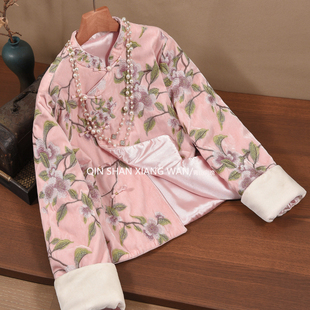 【黛夕】国风新中式秋冬外套夹棉重工丝绒刺绣棉服外套盘扣年轻款