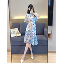碎花连衣裙 复古气质名媛中长款 日常改良新中式 旗袍裙女夏2023新款