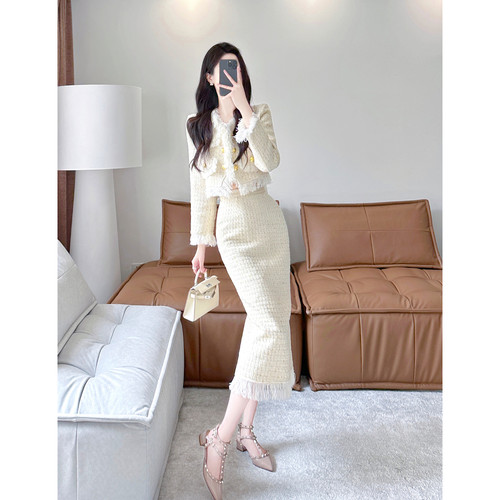 贵气千金风粗花呢小香风两件套